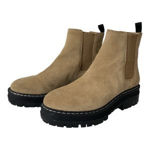 Marc Fisher Pirro Chelsea Lugsole Boot Tan Suede Size 8